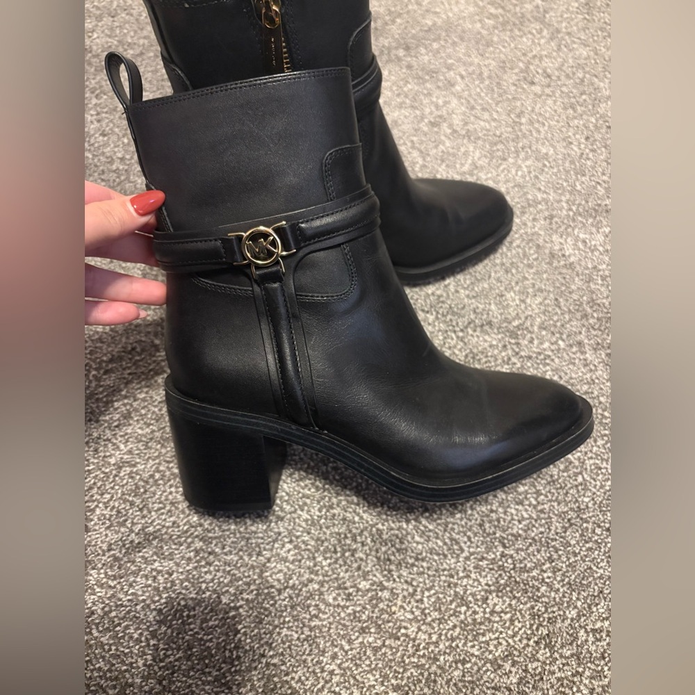 Michael Kors Black Ankle Boots with Gold Accent